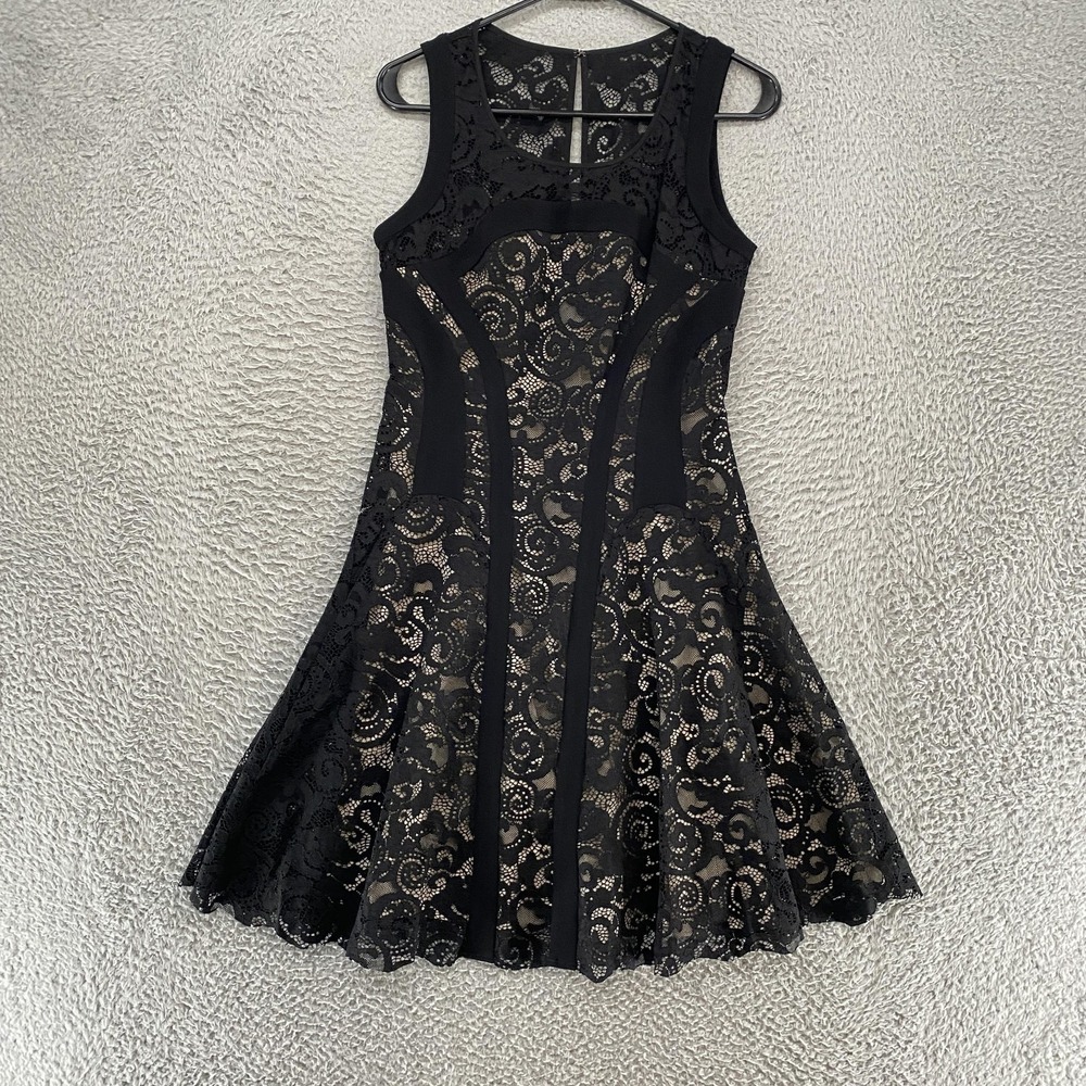 Diane Von Furstenberg Y2K Dress Womens 2 Black Lace Dark Romantic Lined